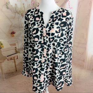 Talbots Pink Accent Animal Print Button down Blouse